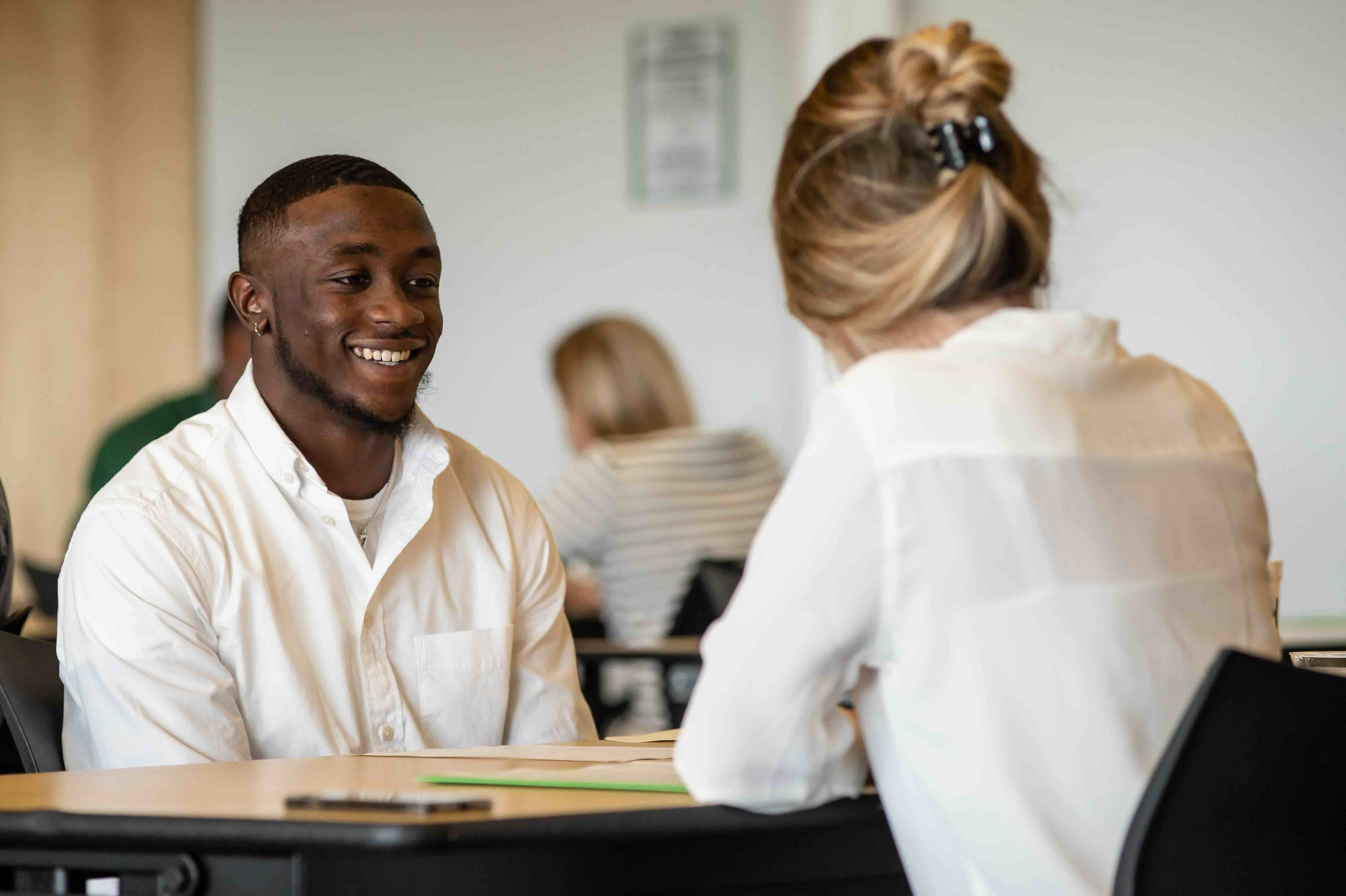 Student being interviewed