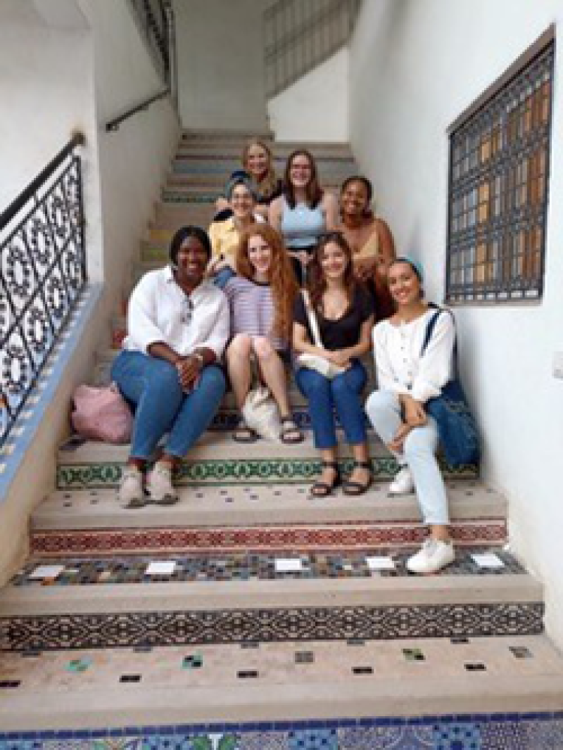 Students sitting on stairs